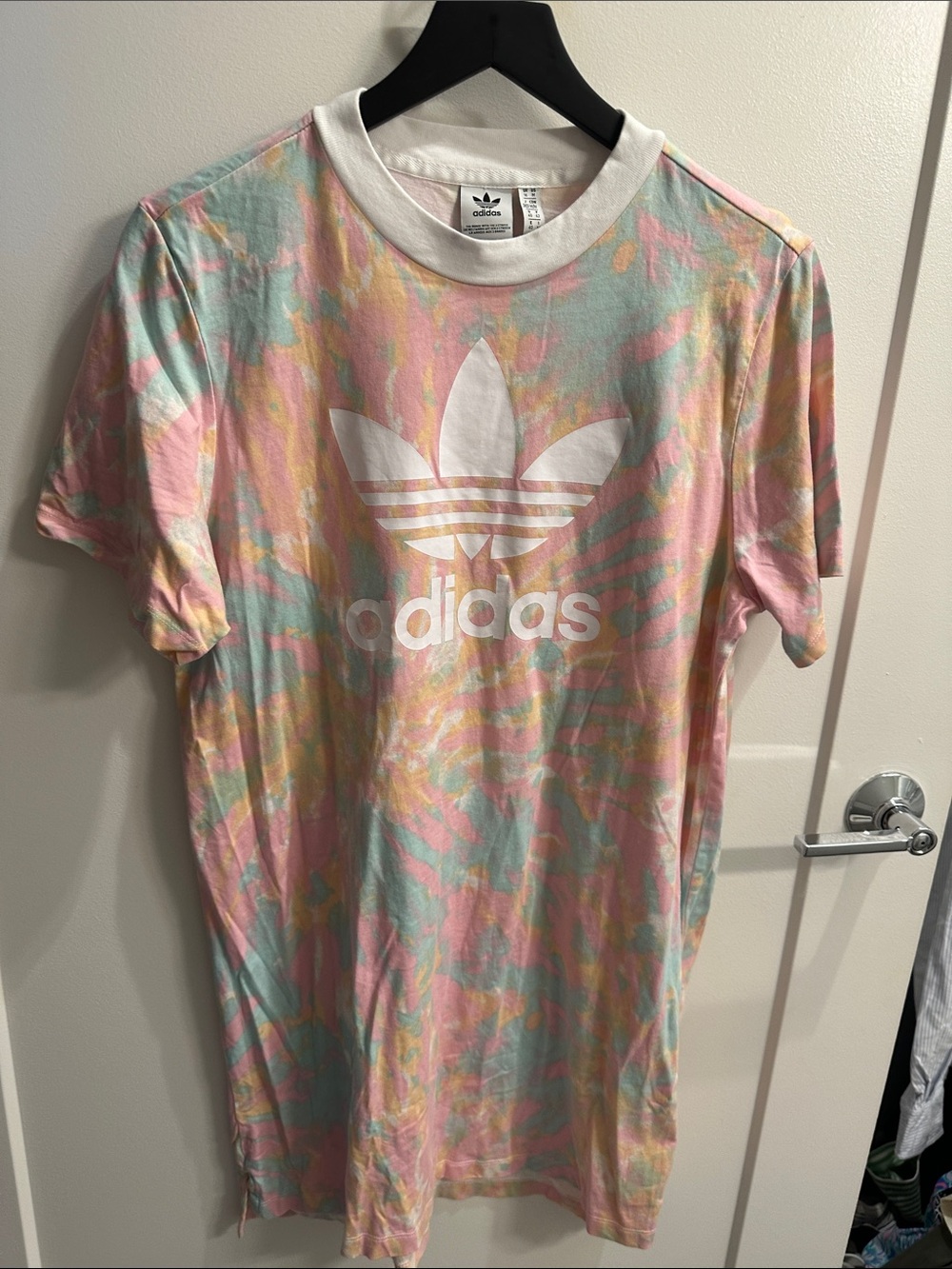 adidas Pastel Tie-Dye Trefoil Tee - Pink, Blue, Yellow